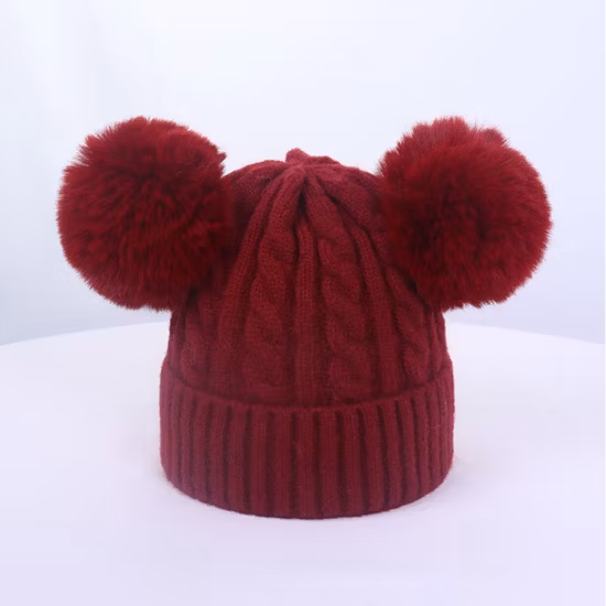 Boy Gril Custom Winter Warm Kids Cap Baby Knitted con POM Beanie Hat